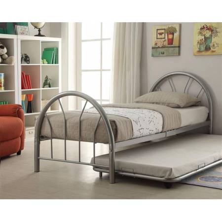 Silhouette Silver Metal Twin Bed ( L 79 X W 39 X H 33 )